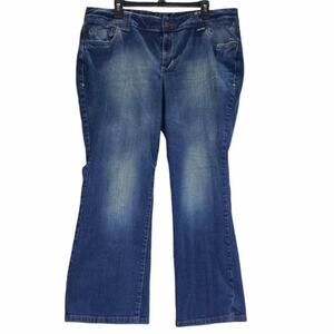 Lane Bryant Distinctly Boot Cut Red Triangle Denim Jeans Plus Size 20 Petite Blu